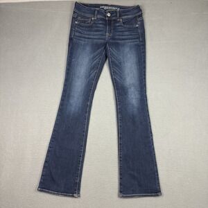 American Eagle Kick Boot Jeans Women's 2 Stretch Dark Wash Low Rise Blue Casual